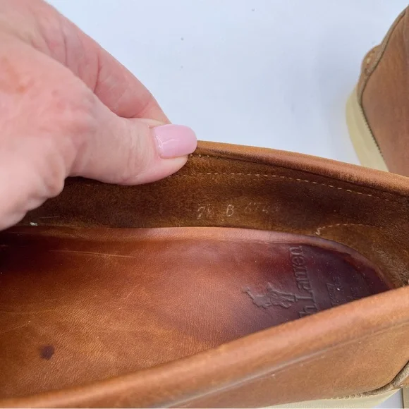 Ralph Lauren Equestrian Loafers 7 1/2 Tan/White - Picture 16 of 16